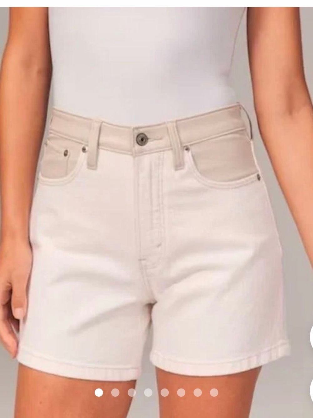 Abercrombie & Fitch High-Rise Cream Denim Shorts